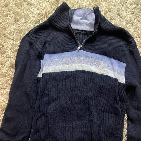Calvin Klein 1/4 Zip Logo Sweater - Picture 1 of 3